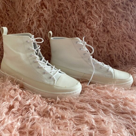 Feversole Platform Lace Up Sneakers  White NWT - Picture 1 of 5